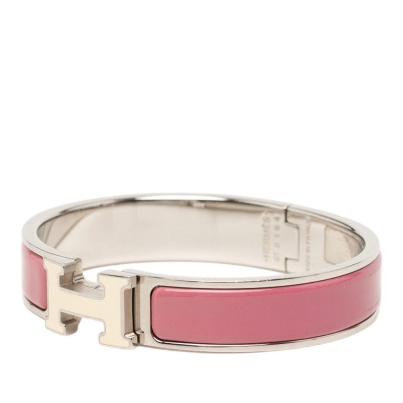 Hermes Clic PM Bracelet Silver Pink Metal Enamel