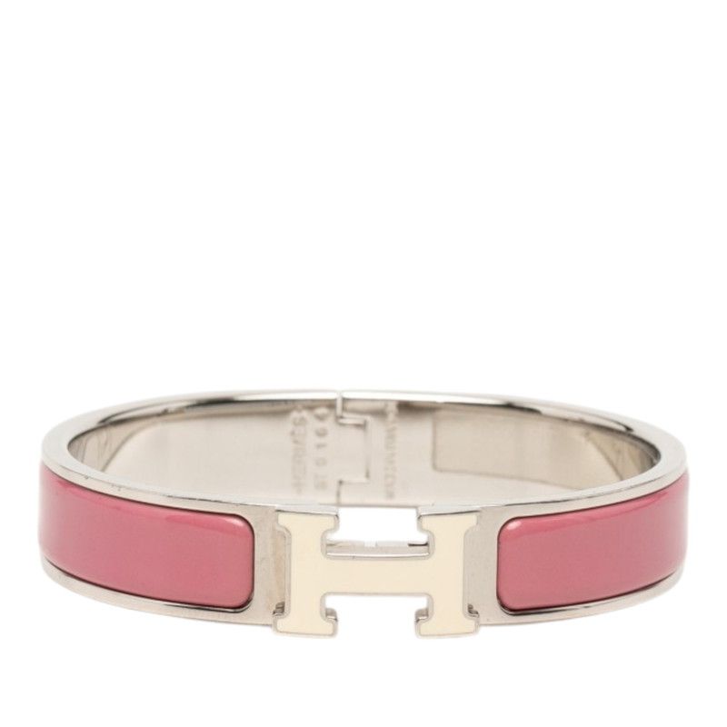 Hermes Clic PM Bracelet Silver Pink Metal Enamel
