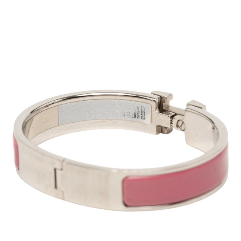 Hermes Clic PM Bracelet Silver Pink Metal Enamel