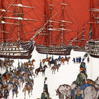 Hermes Carre 90 Marine Et Cavalerie Sea and Cavalry Scarf Brown Multicolor Silk