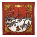 Hermes Carre 90 Marine Et Cavalerie Sea and Cavalry Scarf Brown Multicolor Silk