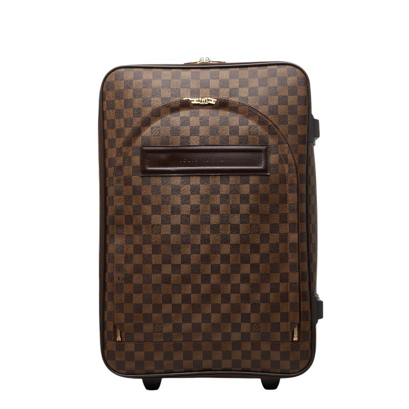 Louis Vuitton Damier Pegase 55 Travel Bag Suitcase Brown Leather