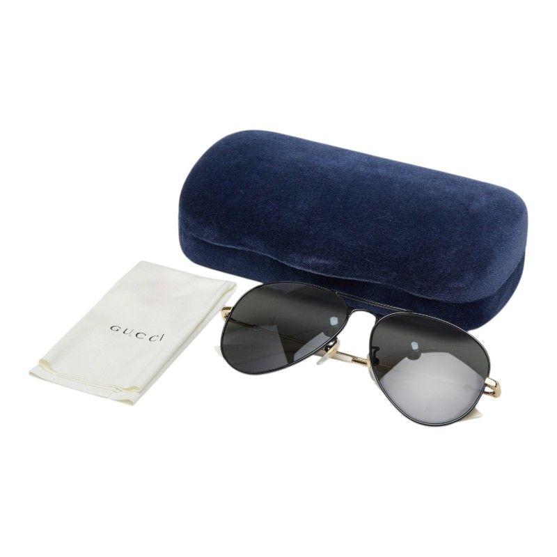 Gucci Interlocking Bumblebee GG Teardrop Double Bridge Sunglasses Black Gold