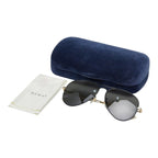 Gucci Interlocking Bumblebee GG Teardrop Double Bridge Sunglasses Black Gold