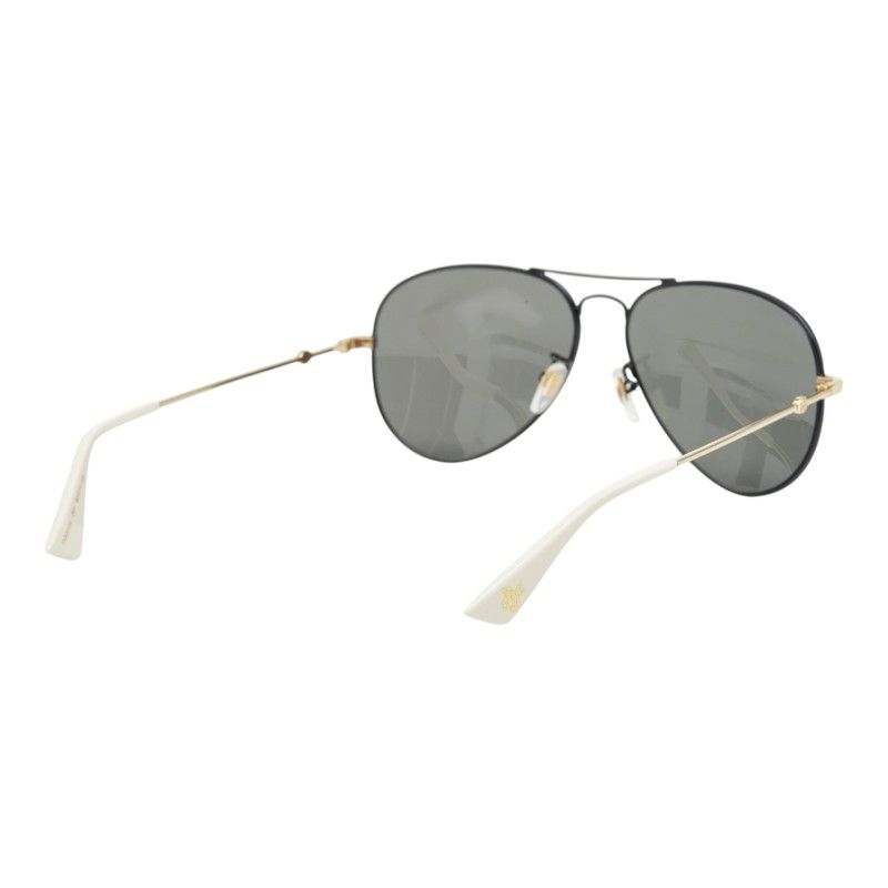 Gucci Interlocking Bumblebee GG Teardrop Double Bridge Sunglasses Black Gold