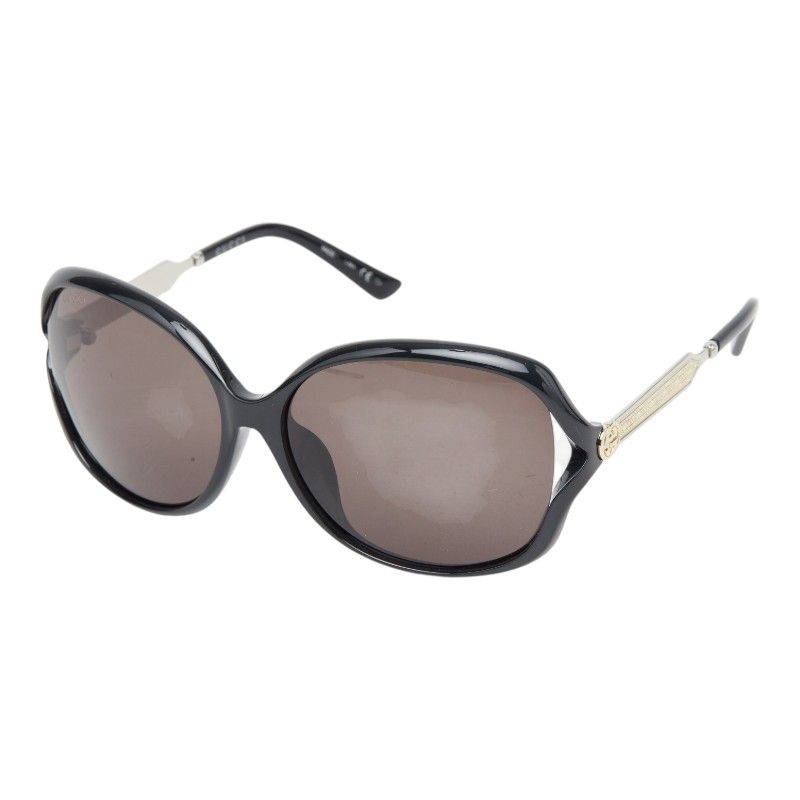 Gucci Interlocking Butterfly Sunglasses Asian Fit Black Silver Gold Acetate