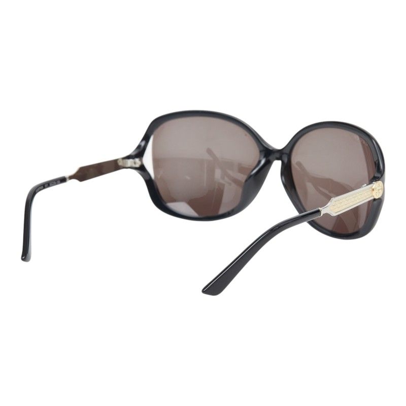 Gucci Interlocking Butterfly Sunglasses Asian Fit Black Silver Gold Acetate