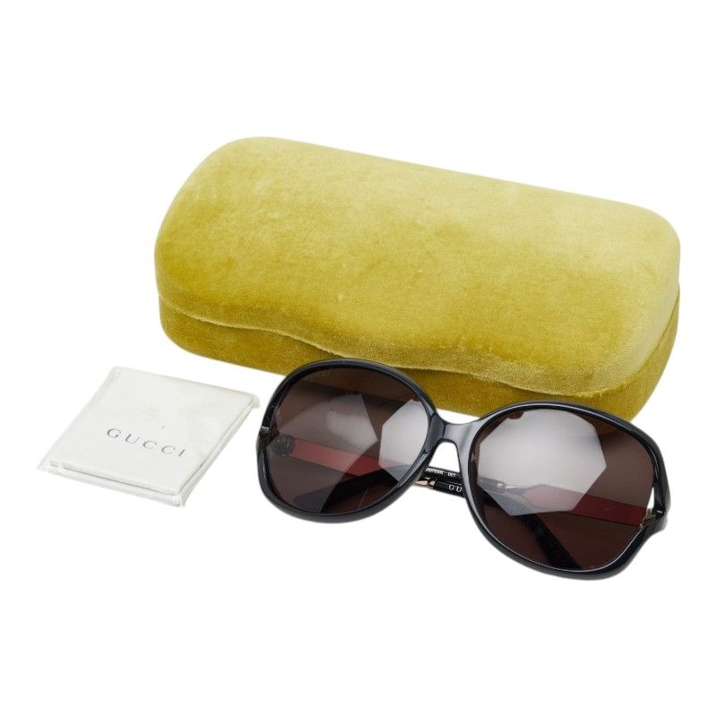Gucci Interlocking Butterfly Sunglasses Asian Fit Black Silver Gold Acetate
