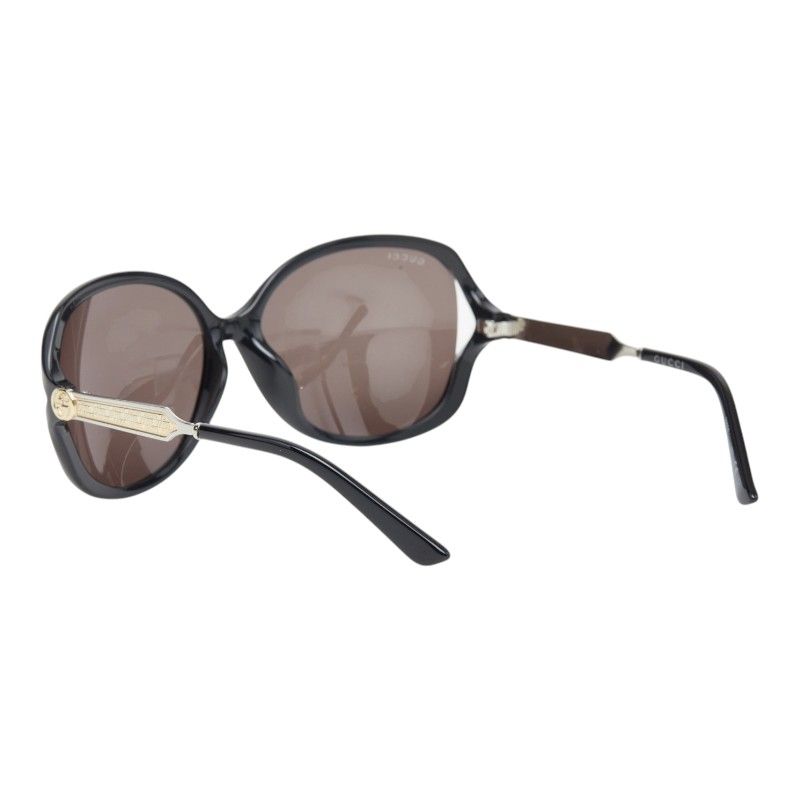 Gucci Interlocking Butterfly Sunglasses Asian Fit Black Silver Gold Acetate