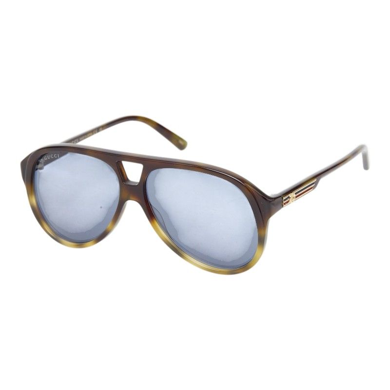 Gucci Interlocking Teardrop Sunglasses Brown Gold Acetate Eyewear