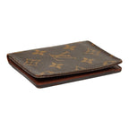 Louis Vuitton Monogram Card Holder Pass Vertical Case Brown Leather