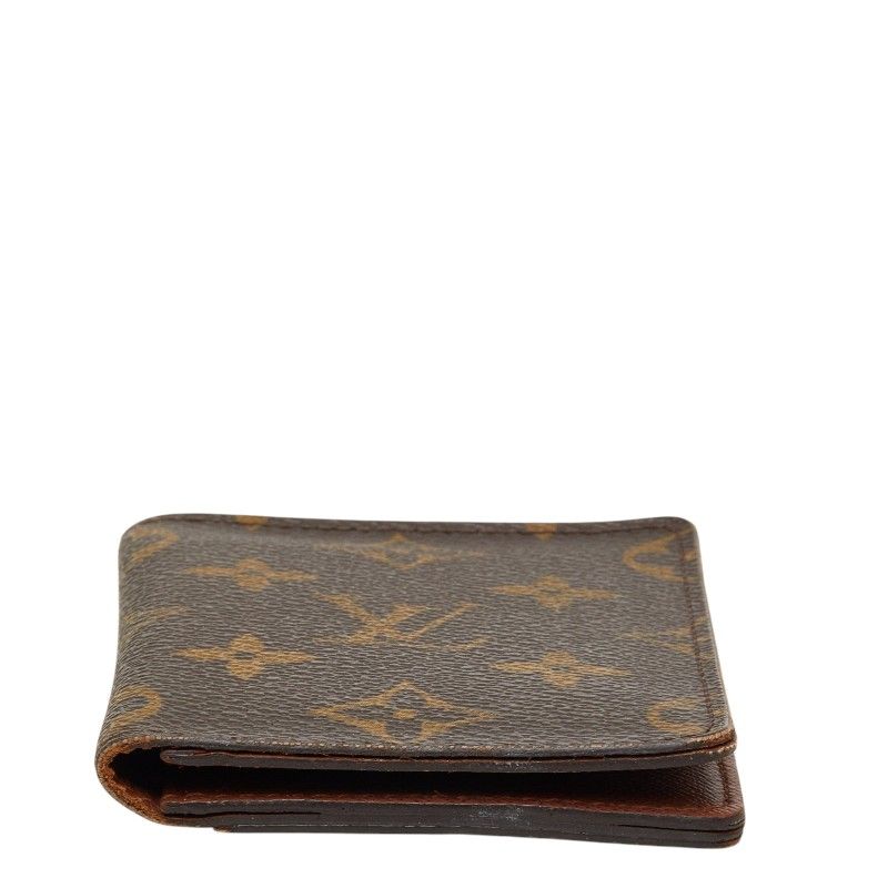 Louis Vuitton Monogram Card Holder Pass Vertical Case Brown Leather