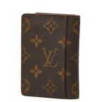 Louis Vuitton Monogram Card Holder Pass Vertical Case Brown Leather