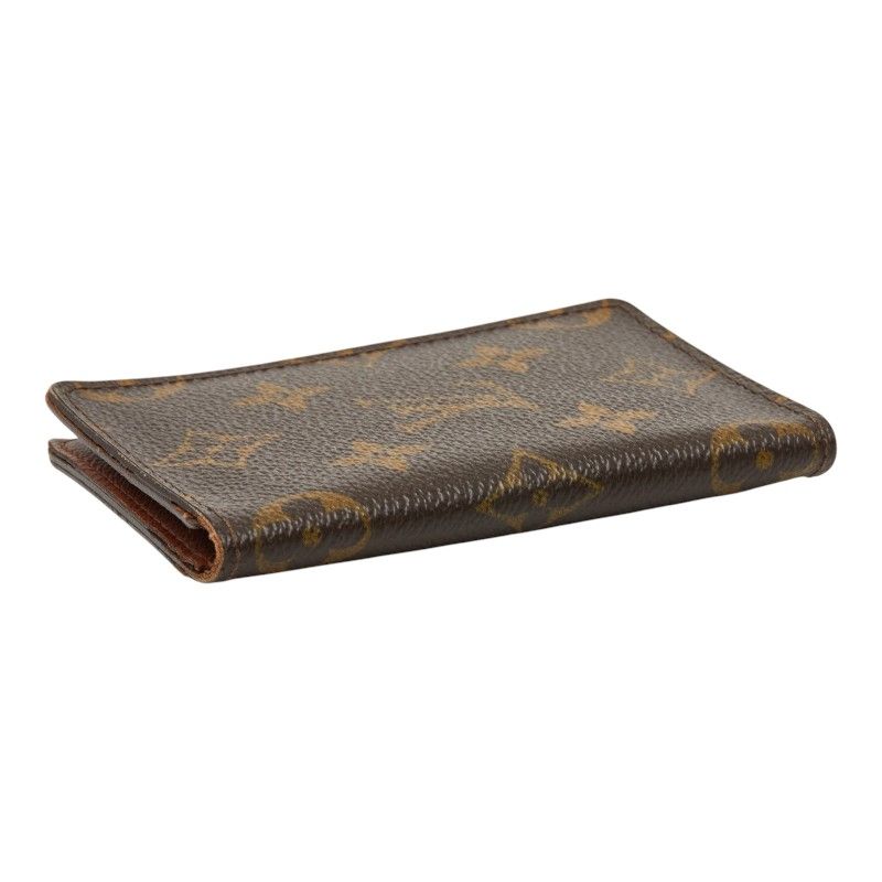 Louis Vuitton Monogram Card Holder Pass Vertical Case Brown Leather