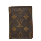Louis Vuitton Monogram Card Holder Pass Vertical Case Brown Leather