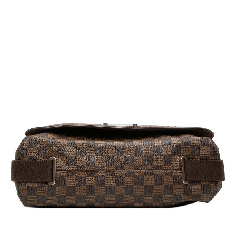 Louis Vuitton Damier Ebene Brooklyn GM Crossbody Shoulder Bag Brown Leather