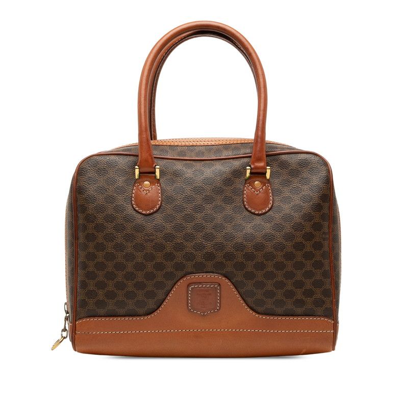 Celine Macadam Handbag Brown Leather