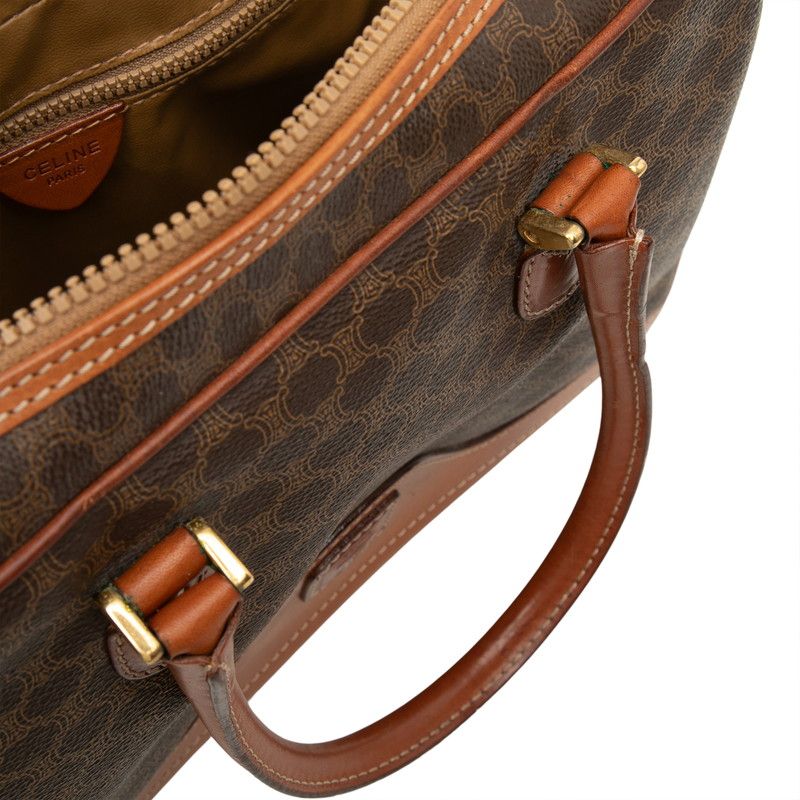 Celine Macadam Handbag Brown Leather