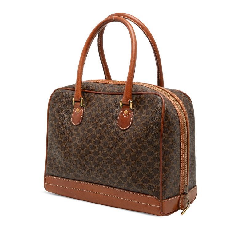 Celine Macadam Handbag Brown Leather