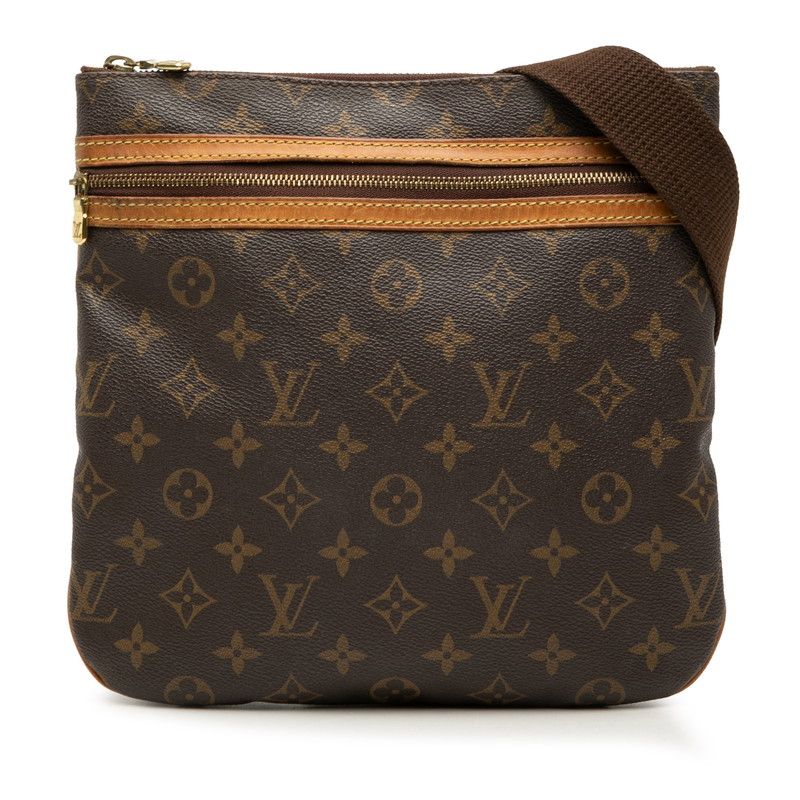 Louis Vuitton Monogram Pochette Bosphore Crossbody Shoulder Bag Brown Leather