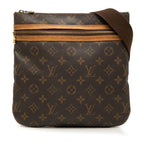 Louis Vuitton Monogram Pochette Bosphore Crossbody Shoulder Bag Brown Leather