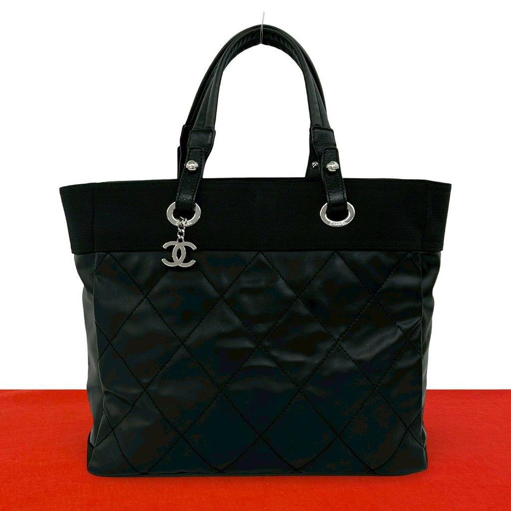 Chanel Paris Biarritz MM Leather Tote Black