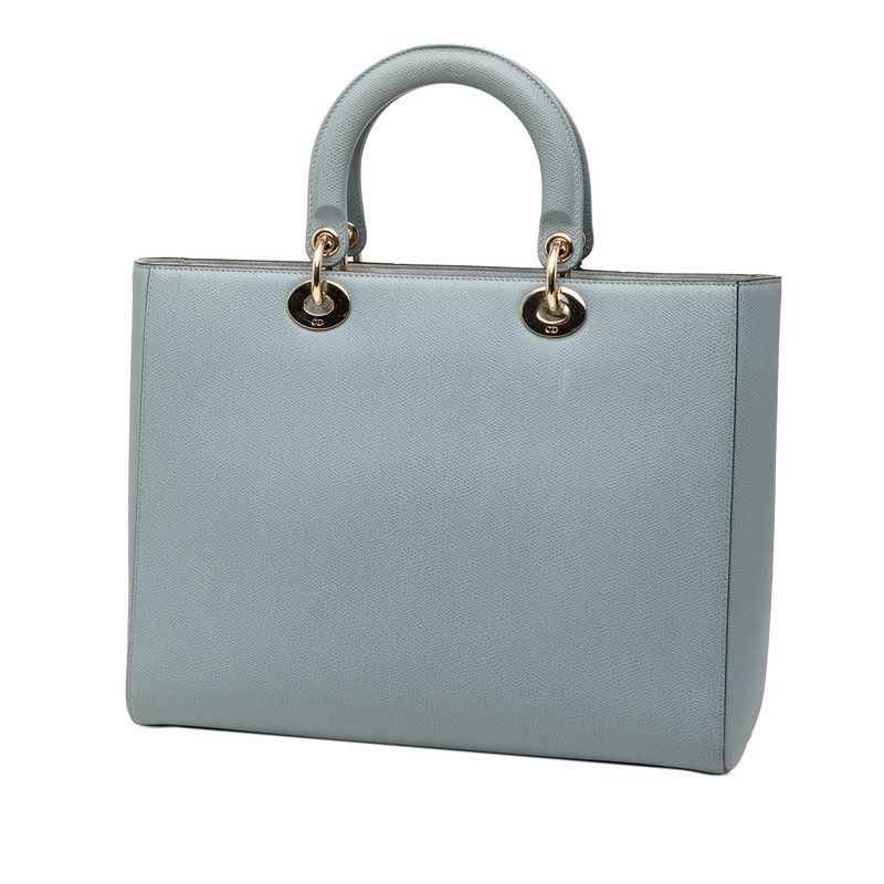 Dior Lady Dior Shoulder Bag 2-Way Blue Gray Leather