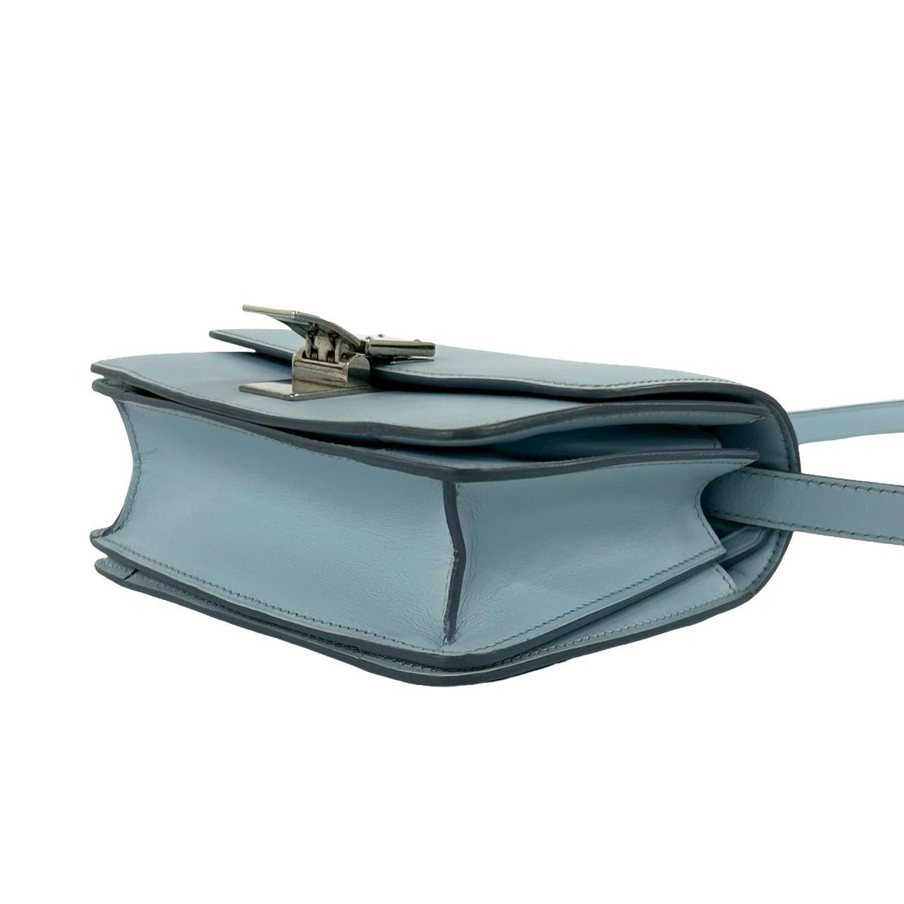 Celine Classic Box Small Leather Mini Shoulder Bag Pochette Crossbody Light Blue