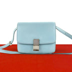 Celine Classic Box Small Leather Mini Shoulder Bag Pochette Crossbody Light Blue