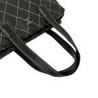 Chanel Quilted CC Logo Wild Stitch Leather Tote Shoulder Bag Black — view 4