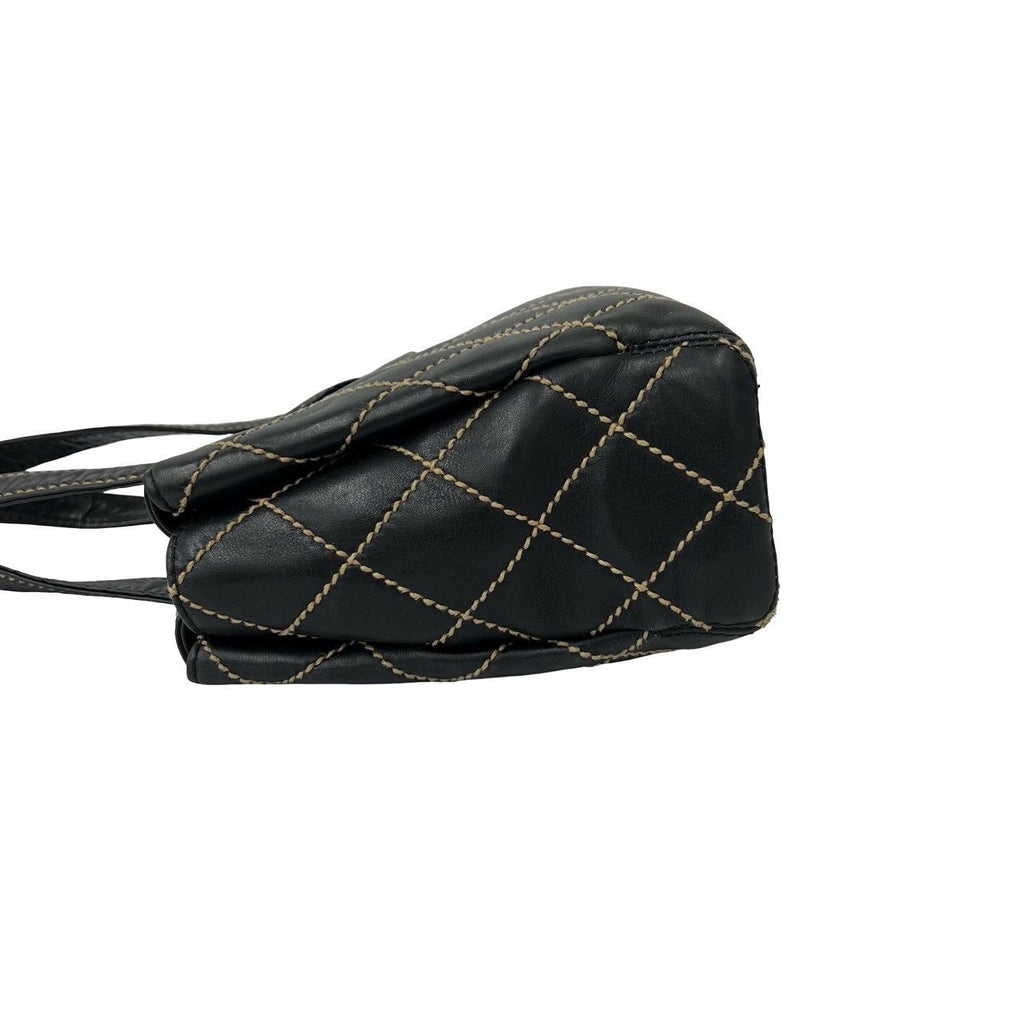 Chanel Quilted CC Logo Wild Stitch Leather Tote Shoulder Bag Black — view 5