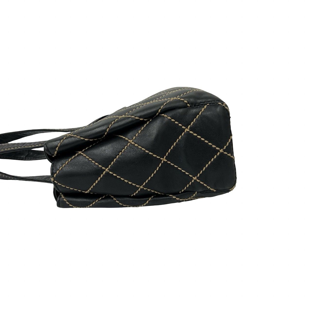 Chanel Quilted CC Logo Wild Stitch Leather Tote Shoulder Bag Black — view 5