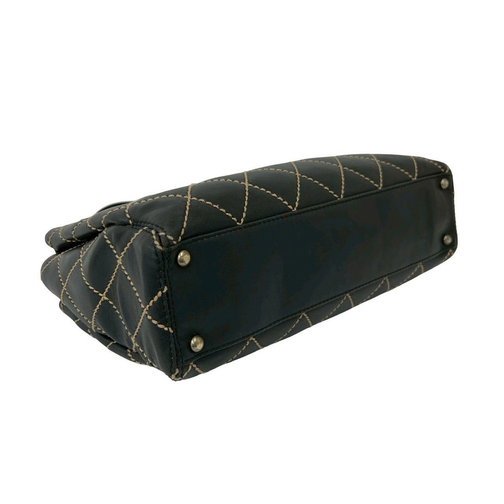 Chanel Quilted CC Logo Wild Stitch Leather Tote Shoulder Bag Black — view 7