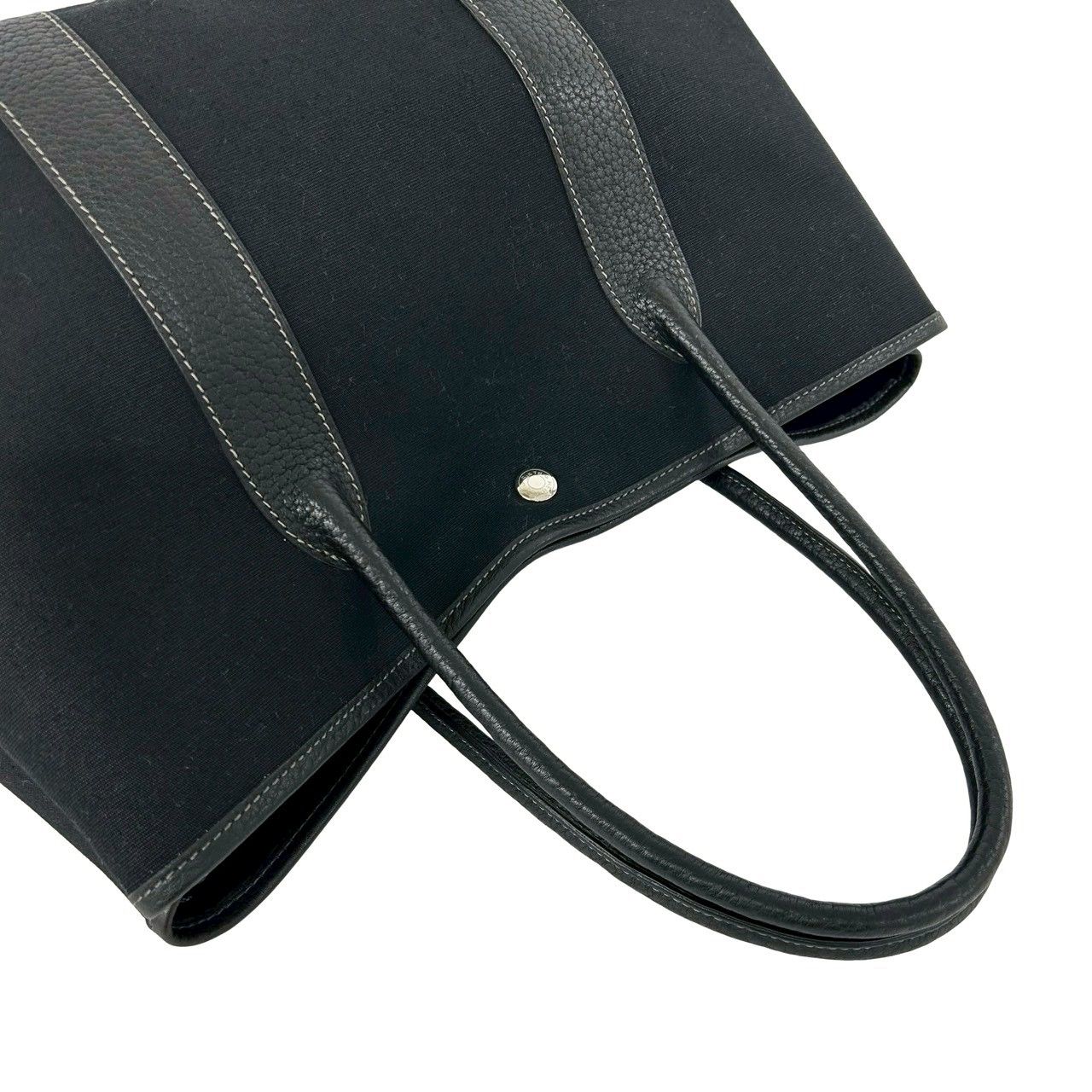 Hermes Garden Party PM Toile Officier Buffalo Leather Tote Black — view 4