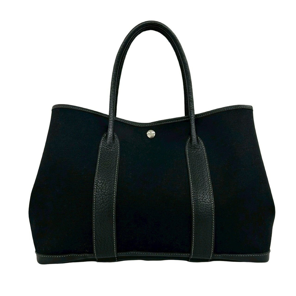 Hermes Garden Party PM Toile Officier Buffalo Leather Tote Black — view 3