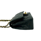 Chanel And No 5 Vintage Quilted Double Flap Lambskin Leather Shoulder Bag Black — view 5