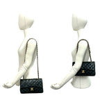 Chanel And No 5 Vintage Quilted Double Flap Lambskin Leather Shoulder Bag Black — view 2