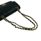 Chanel And No 5 Vintage Quilted Double Flap Lambskin Leather Shoulder Bag Black — view 4