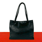 Chanel No 5 Vintage CC Logo Lambskin Leather Tote Black
