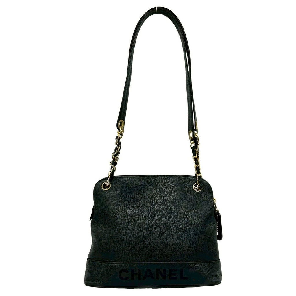 Chanel Card Vintage Caviar Leather Shoulder Bag Tote Black — view 3