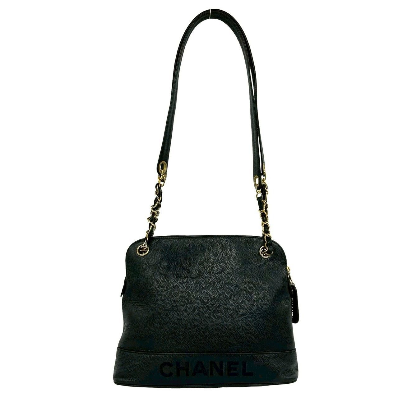 Chanel Card Vintage Caviar Leather Shoulder Bag Tote Black — view 3