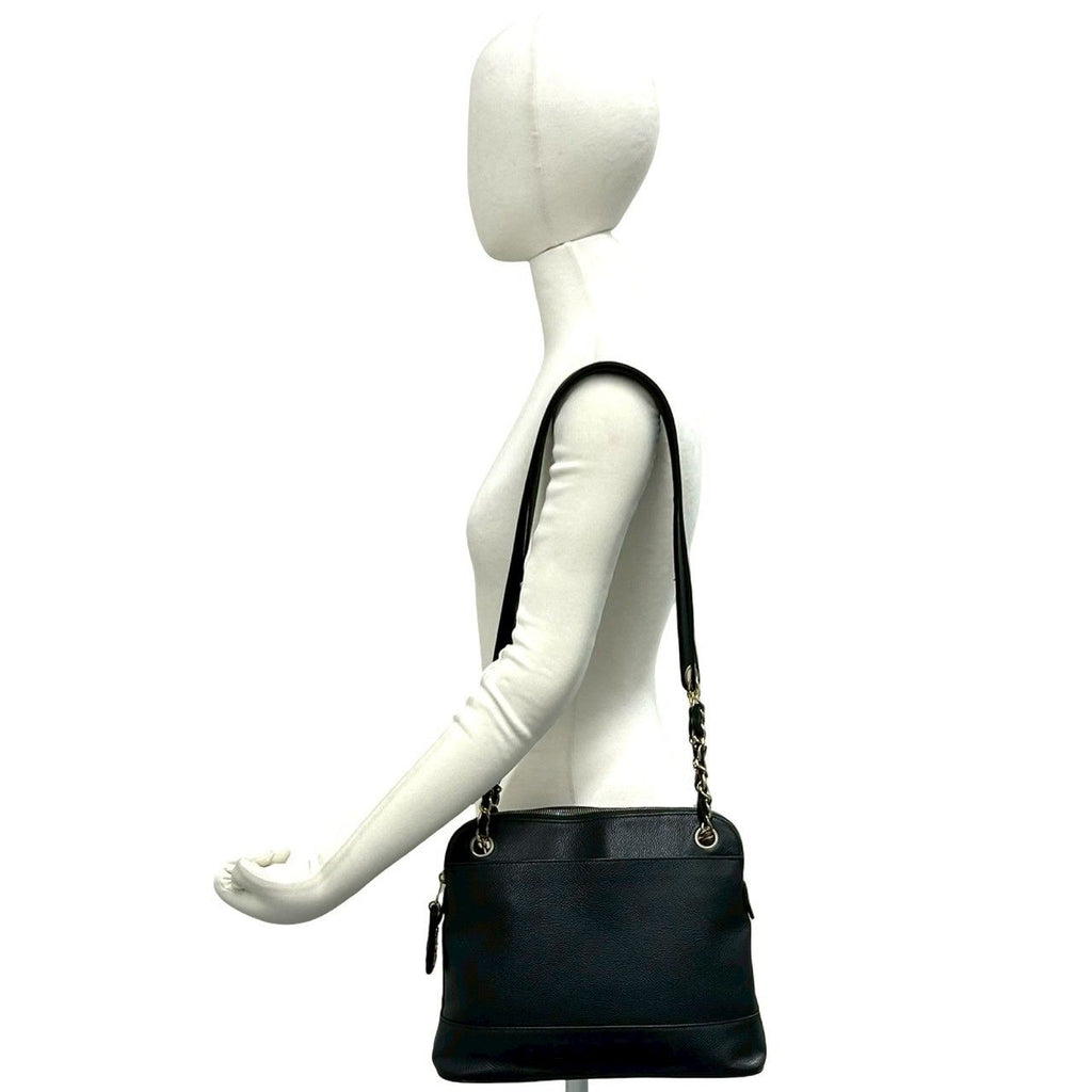 Chanel Card Vintage Caviar Leather Shoulder Bag Tote Black — view 2