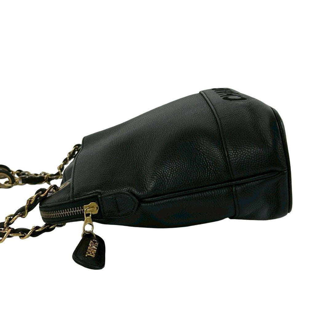 Chanel Card Vintage Caviar Leather Shoulder Bag Tote Black — view 5