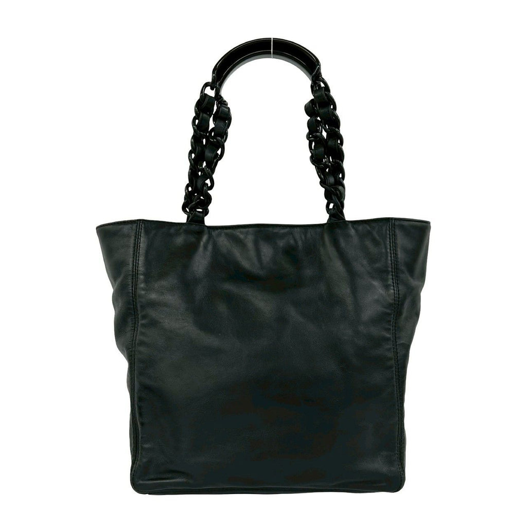 Chanel And No 5 CC Logo Lambskin Leather Chain Handbag Black