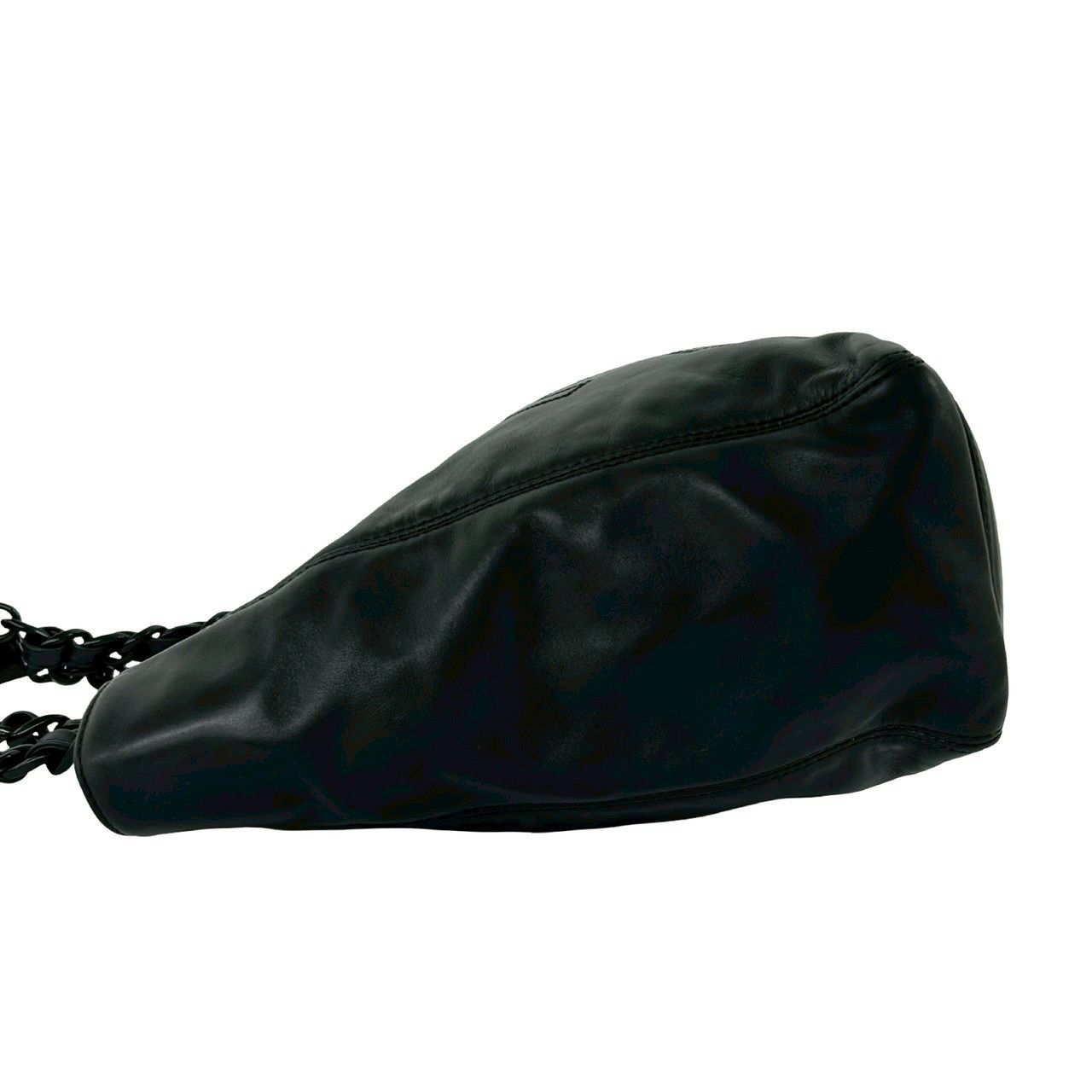 Chanel And No 5 CC Logo Lambskin Leather Chain Handbag Black