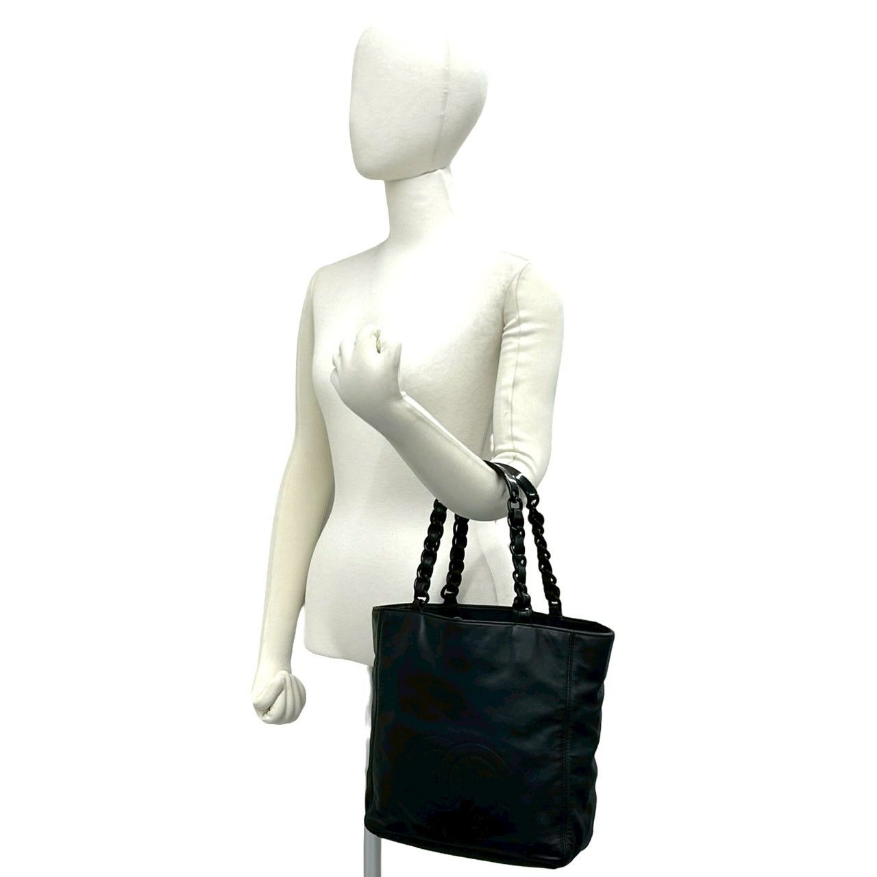Chanel And No 5 CC Logo Lambskin Leather Chain Handbag Black