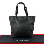 Chanel And No 5 CC Logo Lambskin Leather Chain Handbag Black