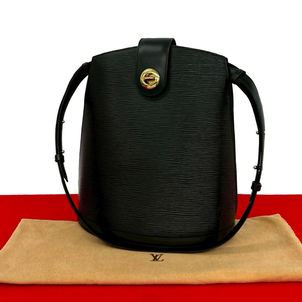 Louis Vuitton Vintage Cluny Epi Leather Turnlock Shoulder Bag Noir