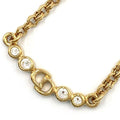 Dior CD Logo Rhinestone Color Stone Clear Gold Necklace