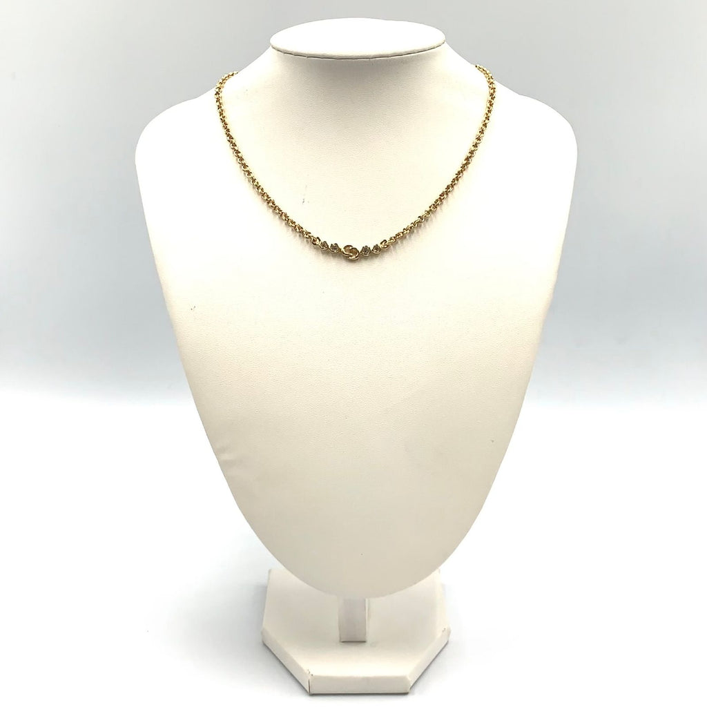 Dior CD Logo Rhinestone Color Stone Clear Gold Necklace — view 9